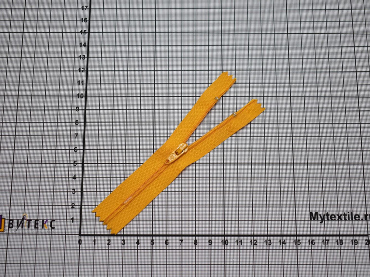 Неразъёмная молния желтого цвета 10 см тип 3 пластик М5Р615