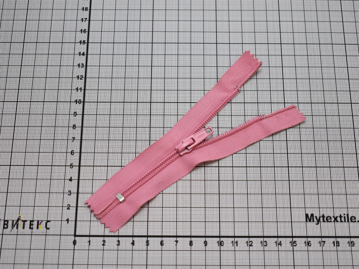 Неразъёмная молния розового цвета 12 см, тип 5, пластик М5Р626