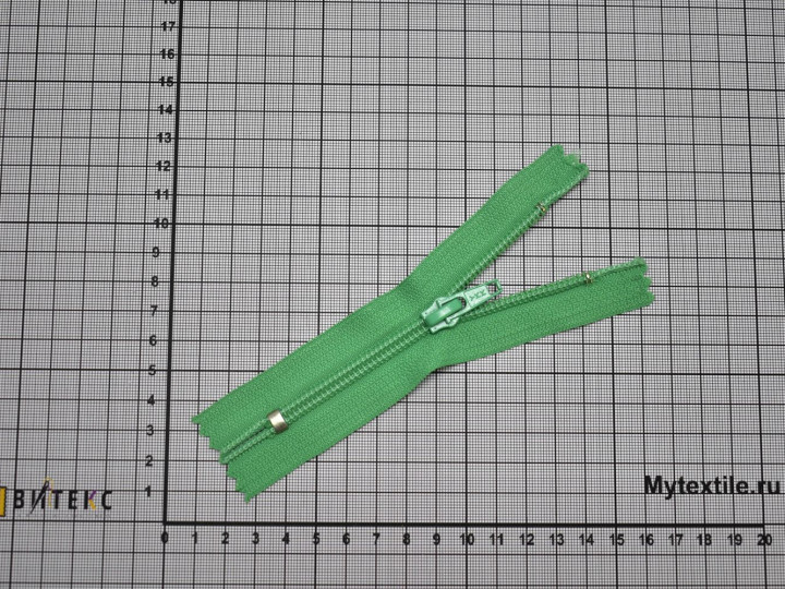 Неразъёмная молния зеленого цвета 12 см, тип 5, пластик М5Р52