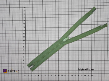 Неразъёмная молния зеленого цвета 25 см, тип 3, пластик М5Р419