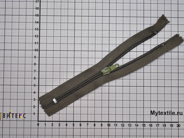 Неразъёмная молния хаки 18 см тип 5 пластик М5Р29