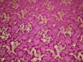 Китайский шёлк малиновый цветы листья полиэстер ЕБ2157
