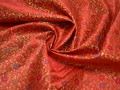 Китайский шёлк красный золотой цветы полиэстер ЕБ2161