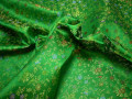 Китайский шёлк зеленый цветочный узор полиэстер ГВ496
