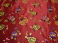 Китайский шёлк бордовый цветочный узор полиэстер ГВ499