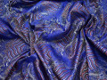 Китайский шёлк синий орнамент полиэстер ГВ4110