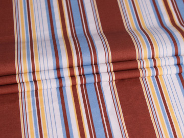 Рубашечная коричневая голубая ткань полоска ЕБ592