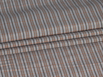 Рубашечная серая коричневая ткань полоска ЕБ598