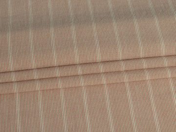 Рубашечная коричневая белая ткань полоска ЕБ5103