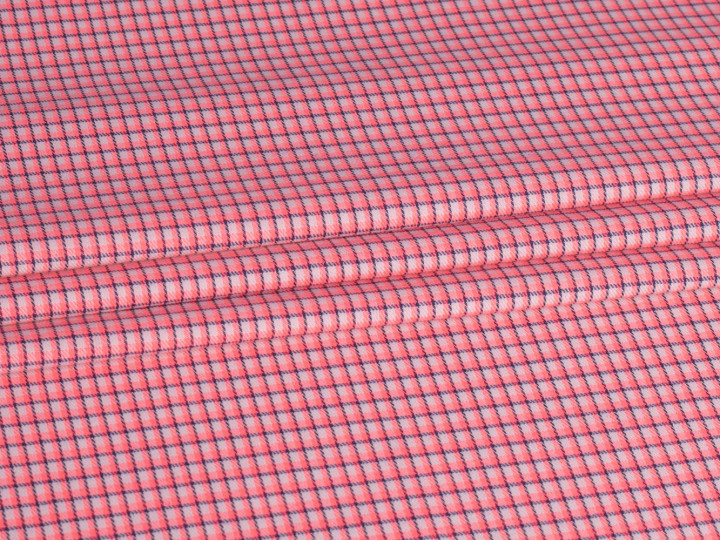 Рубашечная розовая белая ткань полоска ЕВ3121