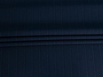 Костюмная синяя ткань в полоску ВА590