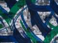 Трикотаж синий надписи абстракция АБ575
