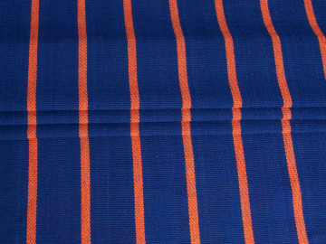 Костюмный хлопок синий в оранжевую полоску ВВ172