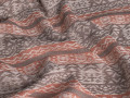 Костюмная коричневая терракотовая ткань геометрия  ЕВ467