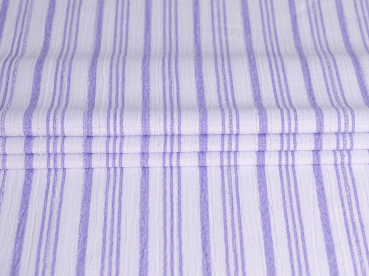 Рубашечная белая сиреневая ткань полоска ЕВ481