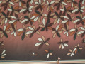 Шёлк-атлас коричневый листья ББ589