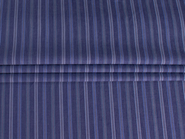 Рубашечная синяя ткань в полоску ЕВ3139