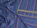 Рубашечная синяя ткань разноцветная полоска ББ1149