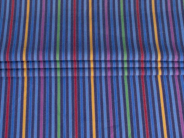 Рубашечная синяя ткань разноцветная полоска ББ1149
