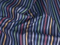 Рубашечная синяя ткань разноцветная полоска ББ1139