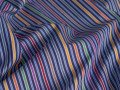 Рубашечная синяя ткань разноцветная полоска ББ1136