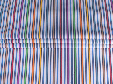 Рубашечная белая ткань разноцветная полоска ББ1134