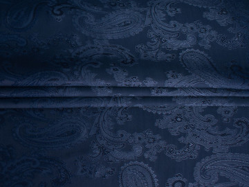 Подкладочная жаккардовая синяя ткань пейсли ГБ2223