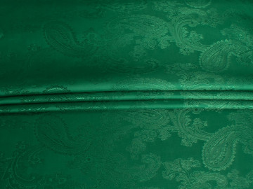 Подкладочная жаккардовая зеленая ткань пейсли ГБ2221
