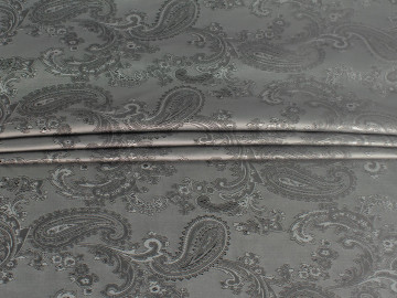 Подкладочная жаккардовая серебряная ткань пейсли ГБ2226