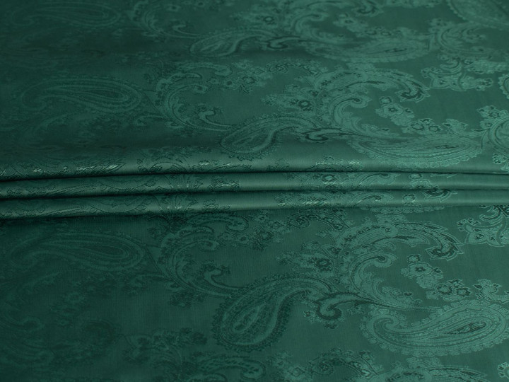 Подкладочная жаккардовая зеленая ткань пейсли ГБ2239