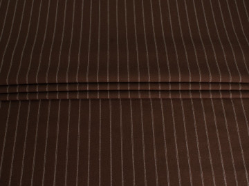 Костюмная коричневая ткань в белую полоску ВГ4112