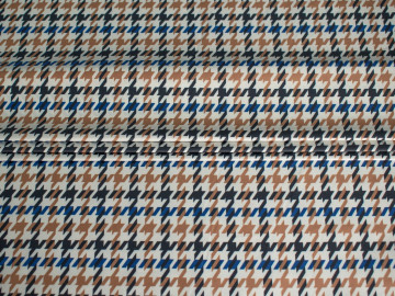 Курточная коричневая синяя ткань гусиные лапки БЕ3149