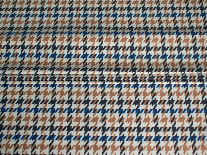 Курточная коричневая синяя ткань гусиные лапки БЕ3149