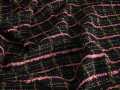 Пальтовая черная розовая ткань полоска ГЁ374