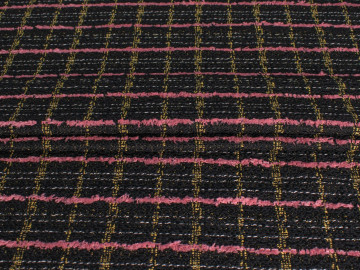 Пальтовая черная розовая ткань полоска ГЁ374