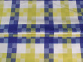Костюмная ткань салатовая синяя геометрия клетка ВВ498