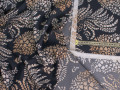 Плательная черная бежевая ткань цветочный узор ЕБ3225