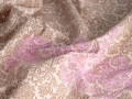 Плательная бежевая ткань цветочный узор ЕА597