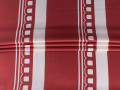 Шёлк-атлас красный молочно-белый полоска орнамент ЕВ576