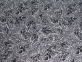 Плательная белая черная ткань пейсли листья ЕВ3161