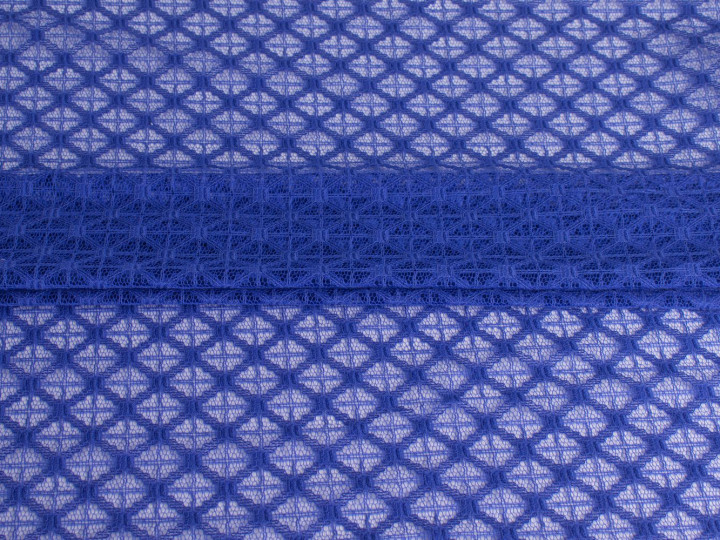Гипюр синий геометрический узор БД495