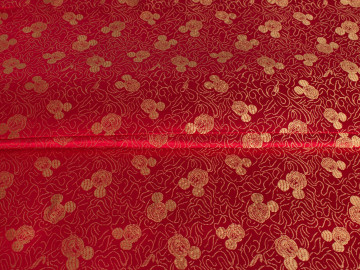 Китайский шёлк красный золотой цветы абстракция ГВ4141