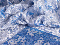 Китайский шёлк белый синий цветы драконы ГВ4144