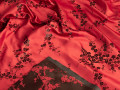 Китайский шёлк красный черный цветы ГВ4145