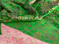 Китайский шёлк зелёный цветы листья бабочки ГВ4147