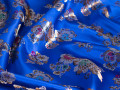 Китайский шёлк синий цветочный узор ГВ4148