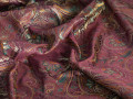 Китайский шёлк фиолетовый бирюзовый пейсли цветы ГВ4153
