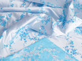 Китайский шёлк голубой белый цветочный узор ГВ4132