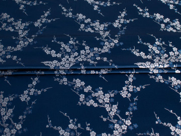 Китайский шёлк синий цветочный узор ГВ4135