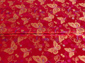 Китайский шёлк красный золотой бабочки узор ГВ4136